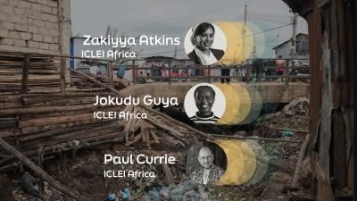 Extreme plastic pollution in a river through the Kibera slum in Kenya.